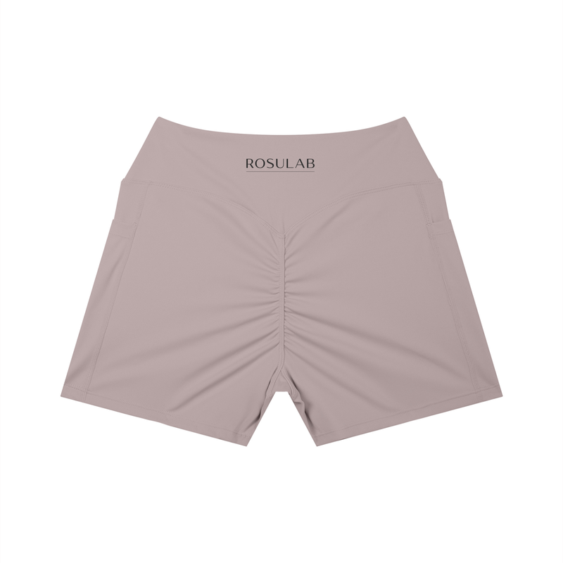 ROSULAB Women’s High Rise Pocket Scrunch Yoga Shorts